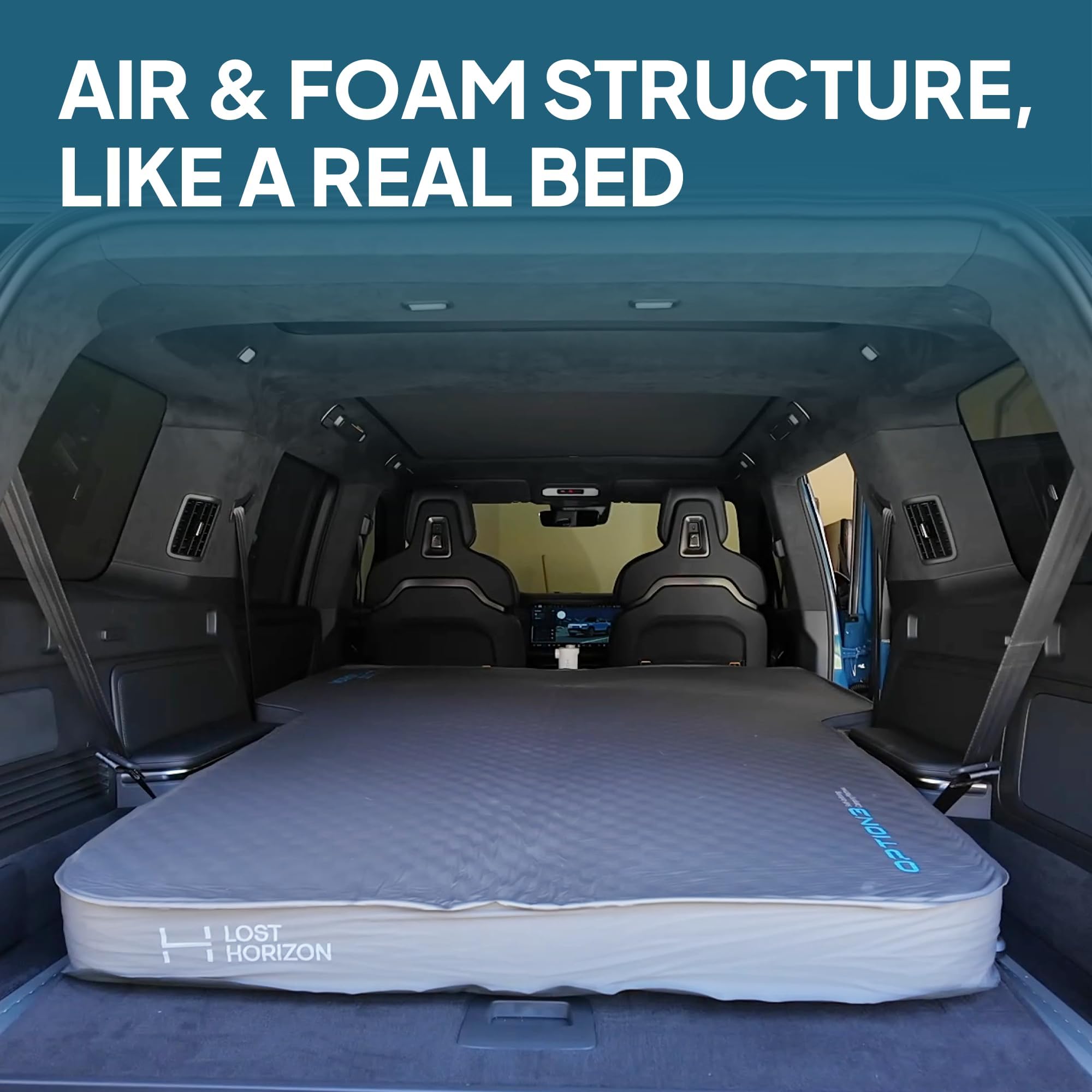 LOSTHORIZON Camping Air Mattress with Foam, Self Inflating Sleeping Pad, 4.5" Thick, R-Value 13, for Rivian R1S