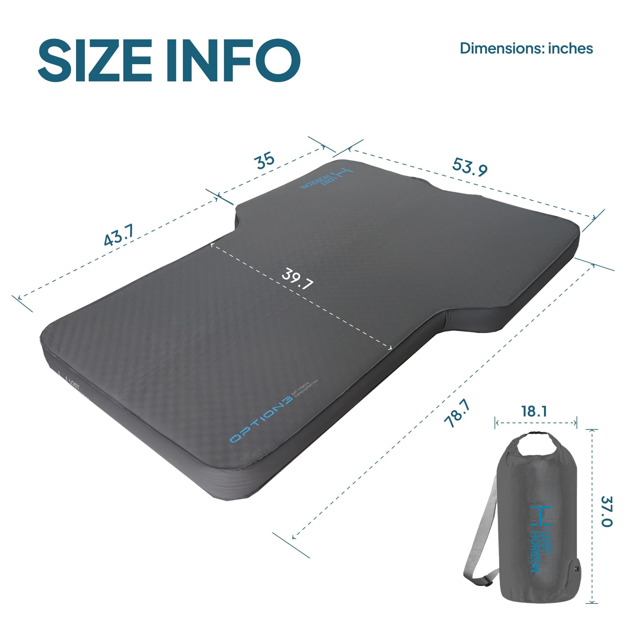 LOSTHORIZON Camping Air Mattress with Foam, Self Inflating Sleeping Pad, 4.5" Thick, R-Value 13, for Rivian R1S
