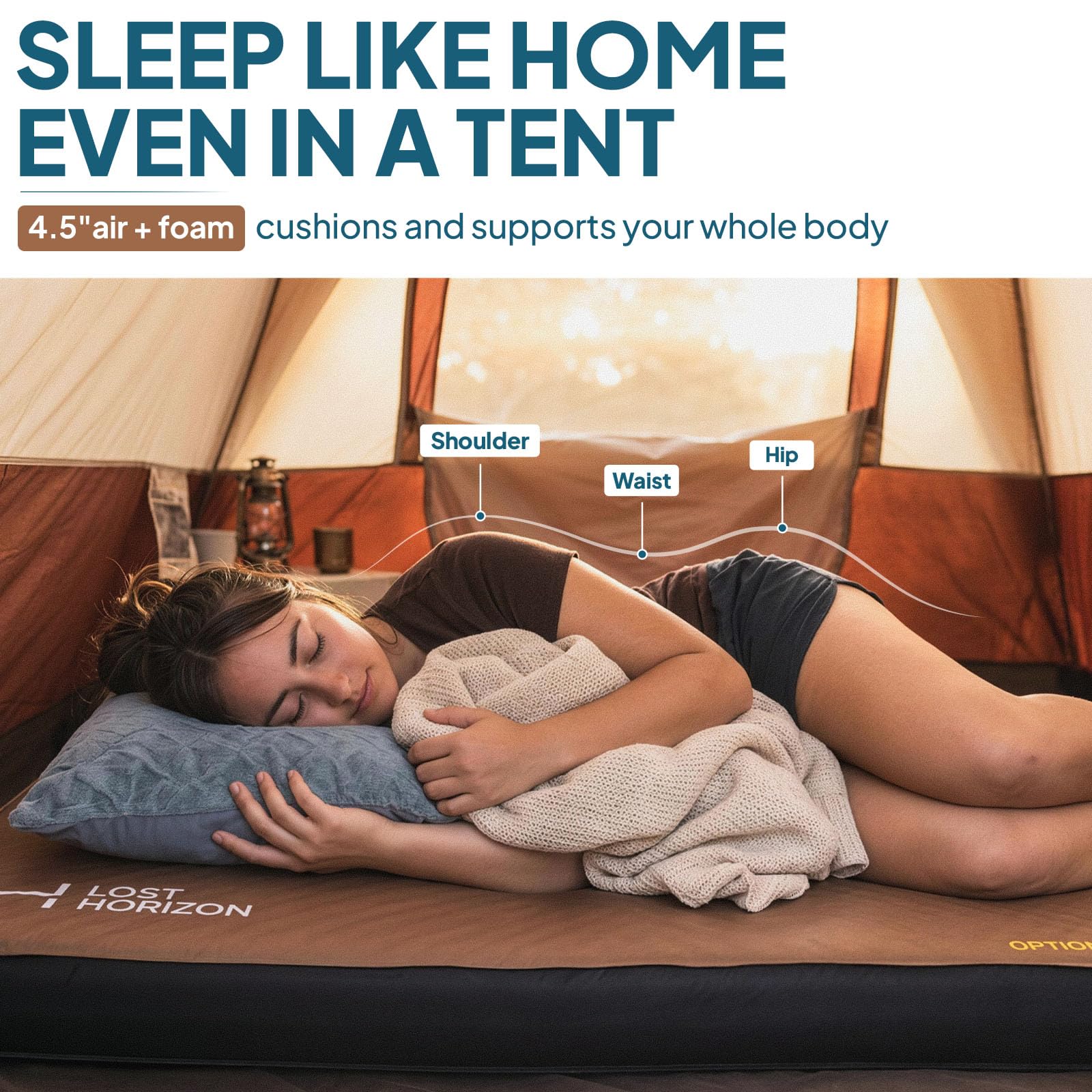 AIR & FOAM Camping Mattress with Air Pump