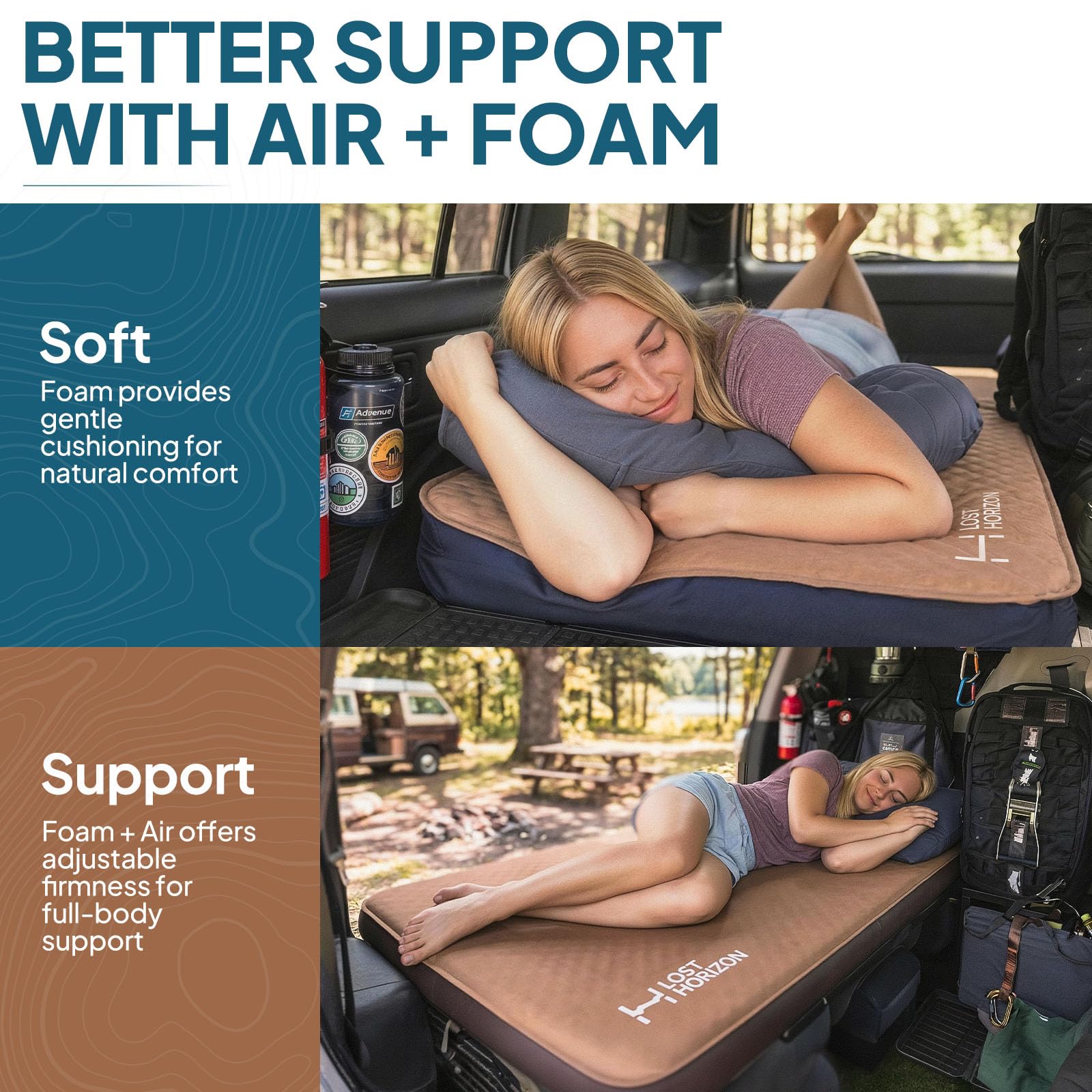 AIR & FOAM Camping Mattress with Air Pump