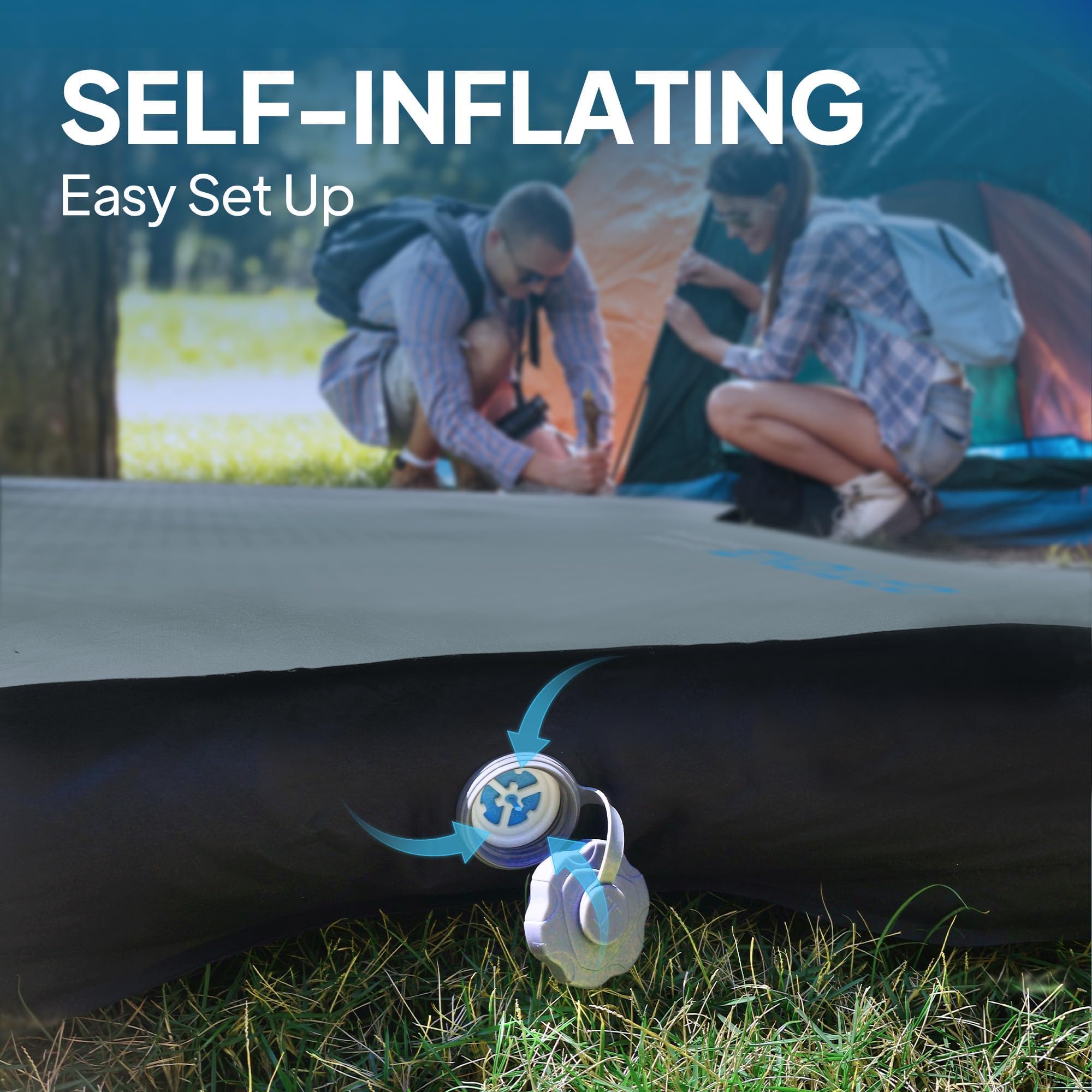 LOSTHORIZON Camping Air Mattress with Foam, Self Inflating Sleeping Pad, 4.5" Thick, R-Value 13, for Rivian R1S